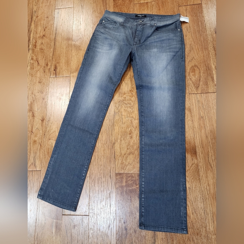 NWT Fidelity Washed Gray Denim Jimmy Bullet Vintage Stretch Jeans. 34x34 - Picture 2 of 10